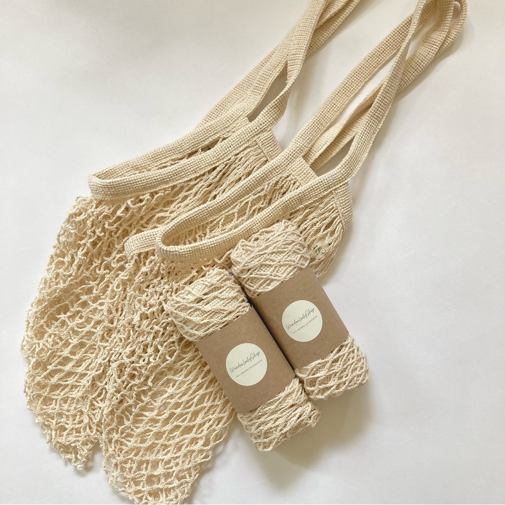4 Market Bags, Crochet Net Tote, Cotton Mesh Shopping Bags, Reusable Grocery Bag